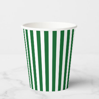 Klassiek Donker Bos Groen & Wit Verticaal Gestreep Papieren Bekers