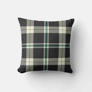 Klassiek donker marineblauw en groen tartan geruit kussen