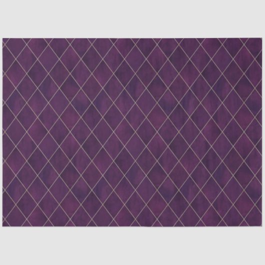 Klassiek donker Paars Velvet Argyle Pattern Luxury Tissuepapier (Voorkant)