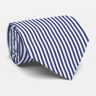 Klassiek donkerblauw en wit gestreept stropdas