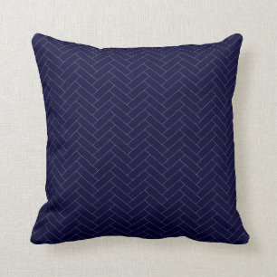 Klassiek donkerblauw grijs herringbotpatroon kussen
