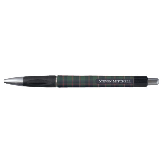 Klassiek donkerblauw rood groen ruitpatroon pen (Voorkant)
