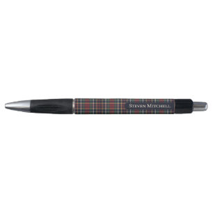 Klassiek donkerblauw rood groen ruitpatroon pen
