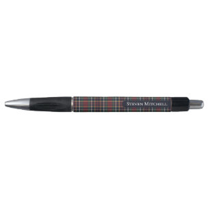 Klassiek donkerblauw rood groen ruitpatroon pen