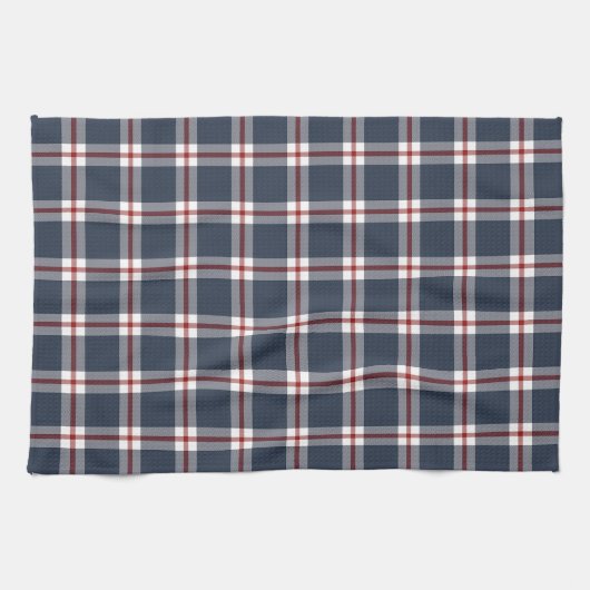 Klassiek Donkerblauw Rood Wit Gingham geruite patr Theedoek (Horizontaal)