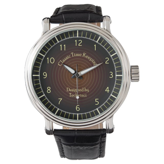 Klassiek donkerbruin horloge (Voorkant)