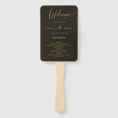 Klassiek donkergroen chic trouwprogramma handwaaier (Voorkant)