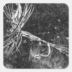 Klassiek droge-vliegpatroon voor forel- en baardvi vierkante sticker