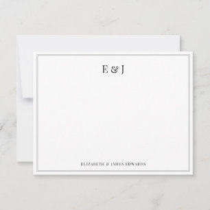 Klassiek Dubbel Rand Elegant Koppel Initiaal Notitiekaartje