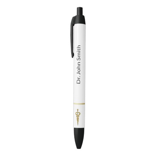 Klassiek Edele Elegante Gouden Zilveren Asclepius Zwarte Inkt Pen (Top (Verticaal))