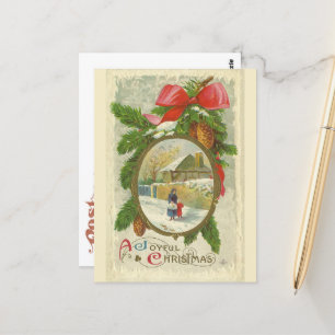 Klassiek Een vrolijke kerstwandeling met moeder Briefkaart