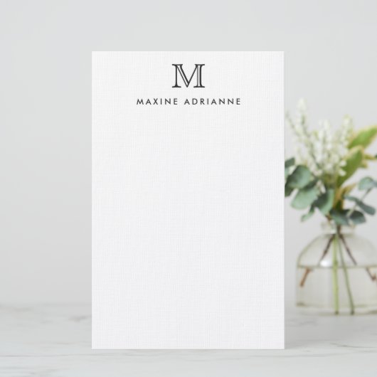 Klassiek Eenvoudig Basic Modern Monogram Initiaal Briefpapier (Staand voorkant)