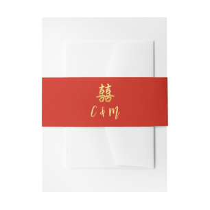 Klassiek eenvoudig Chinees trouwdubbelgeluk Uitnodigingen Wikkel