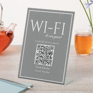 Klassiek eenvoudig donkergrijs teken van de QR-cod Reclamebord Met Voetstuk