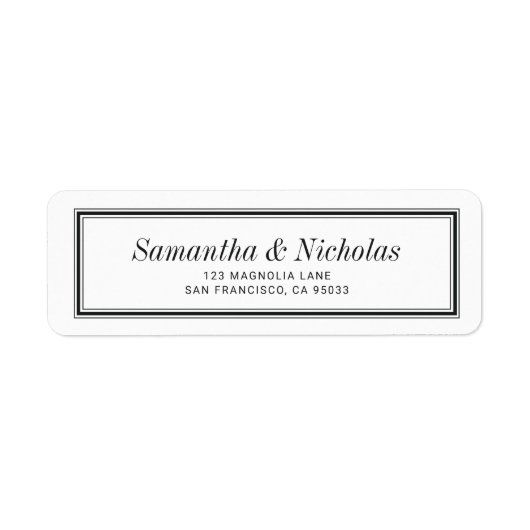 Klassiek eenvoudig Lijst bruiloft-retouradres Etiket (Voorkant)