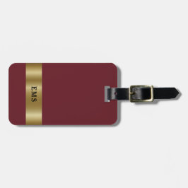 Klassiek eenvoudig rood en goudmonogram Bagagelabe Bagagelabel