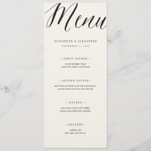 Klassiek Eenvoudig script Geometric Greek Key Wedd Menu (Voorkant)