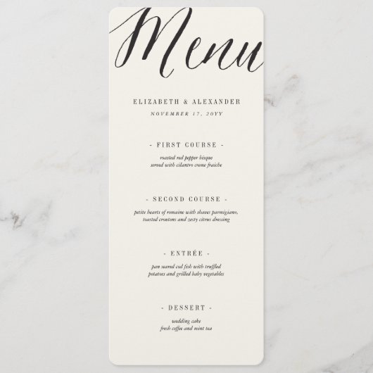 Klassiek Eenvoudig script Geometric Greek Key Wedd Menu (Voorkant)