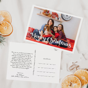 Klassiek eenvoudig vrolijk kerstjaar in de Review Feestdagenkaart