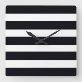 Klassiek eenvoudig zwart en wit gestreept modern vierkante klok