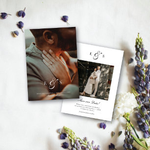 Klassiek Elegaant Schrift Monogram Tweezijdige Fot Save The Date