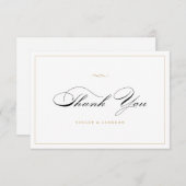 Klassiek eleganeringsscript zwart-wit en eenvoudig bedankkaart (Voorkant / Achterkant)