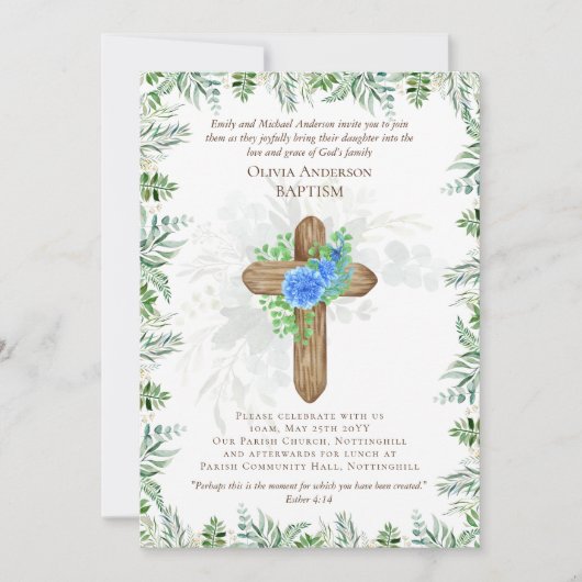 Klassiek Elegant BAPTISM nodigt Blue Chrysanthamum (Voorkant)