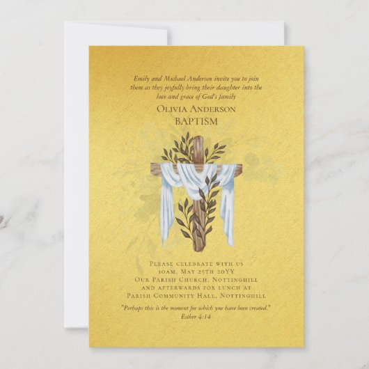Klassiek Elegant BAPTISM nodigt goud uit (Voorkant)