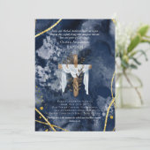 Klassiek Elegant BAPTISM nodigt marineblauw goud u (Staand voorkant)
