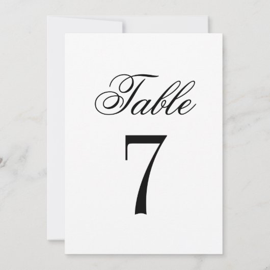 Klassiek Elegant Black White Wedtable Table Number Kaart (Achterkant)