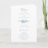 Klassiek Elegant Blauw en Wit Bloemenprogramma Programma (Voorkant)