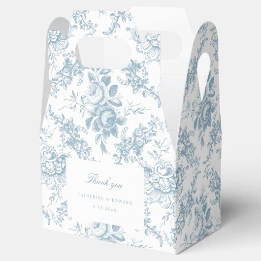 Klassiek Elegant Blauw en Wit Bloementoilet Bedankdoosjes (Geopend)