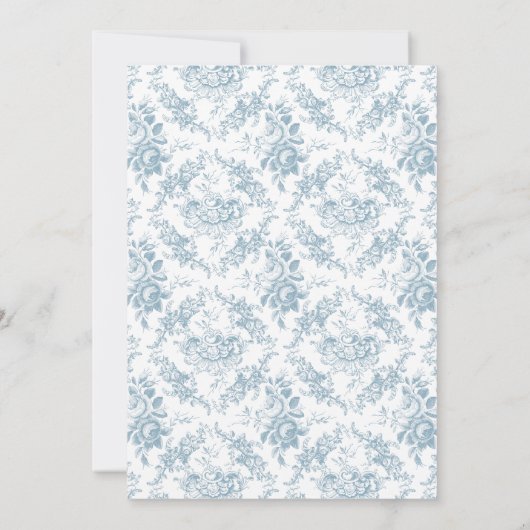 Klassiek Elegant Blauw en Wit Bloementoilet Kaart (Achterkant)