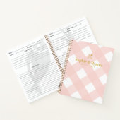 Klassiek Elegant Blush Roze Gingham Koppels Recept Notitieboek (Binnen)