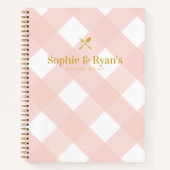 Klassiek Elegant Blush Roze Gingham Koppels Recept Notitieboek (Voorkant)