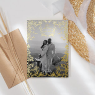 Klassiek Elegant Crest Save the Date Gold Folie Uitnodiging
