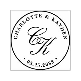 Klassiek Elegant Entwine Script Bruiloft Monogram Zelfinktende Stempel