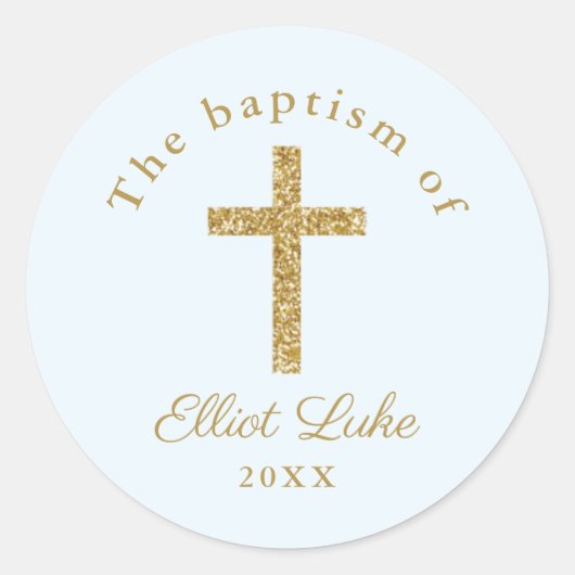 Klassiek Elegant Gold Glitter Baptisme Ronde Sticker (Voorkant)