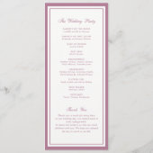 Klassiek Elegant Mauve Roos Frame Huwelijksprogram Programma (Achterkant)