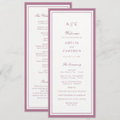 Klassiek Elegant Mauve Roos Frame Huwelijksprogram Programma (Voorkant / Achterkant)