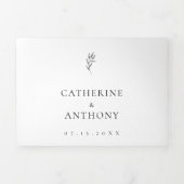 Klassiek elegant minimalistisch botanisch lef eenv drieluik uitnodiging (Cover)