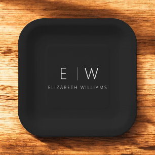 Klassiek Elegant Modern Minimalistisch Zwart Wit Papieren Bordje