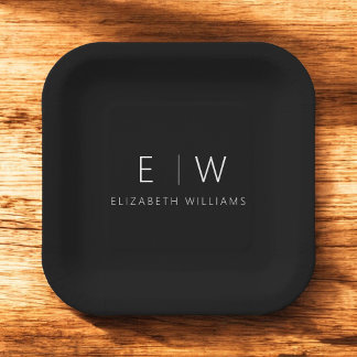 Klassiek Elegant Modern Minimalistisch Zwart Wit Papieren Bordje