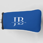 Klassiek Elegant Monogram en Naam Blauw Golfheadcover (Voorkant)