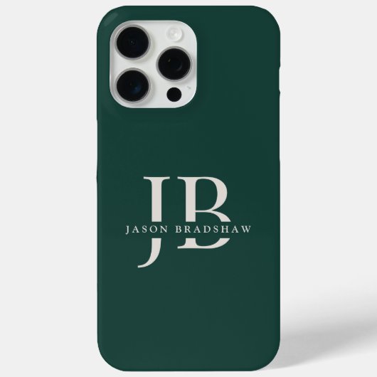 Klassiek Elegant Monogram en Naam Donkergroen Case-Mate iPhone Case (Achterkant)