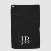 Klassiek Elegant Monogram en Naam Zwart Golfhanddoek (Voorkant)