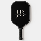 Klassiek Elegant Monogram en Naam Zwart Pickleball Paddle (Voorkant)