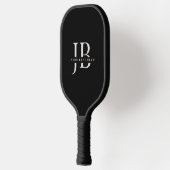 Klassiek Elegant Monogram en Naam Zwart Pickleball Paddle (Links)