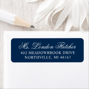 Klassiek Elegant Navy Blue Wedding Return Address Etiket