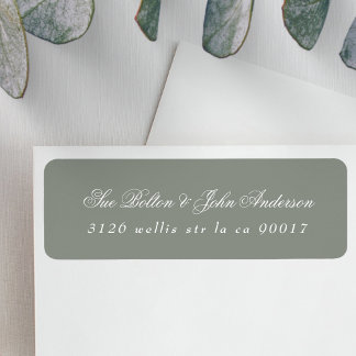 Klassiek Elegant Sage Groen Wit Retouradres Etiket